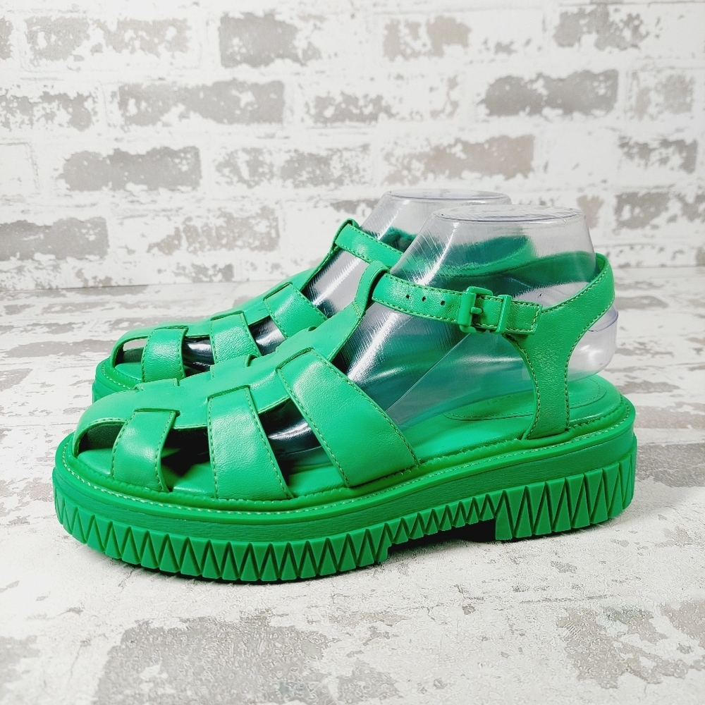 SCHUTZ Green Platform Fisherman Sandals